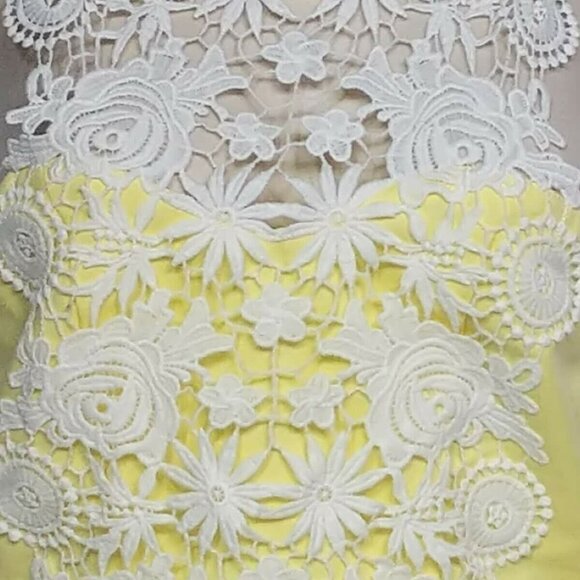 London Dress Company Yellow White Floral Sheath Dress Size 2 - Picture 3 of 6